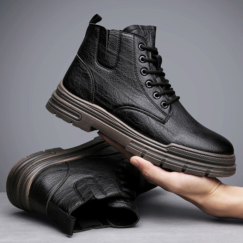 Dropshipping Trendy Martin Boots British Style Trendy Leather Work Boots Youth High-Top Men'S Shoes - Image 1