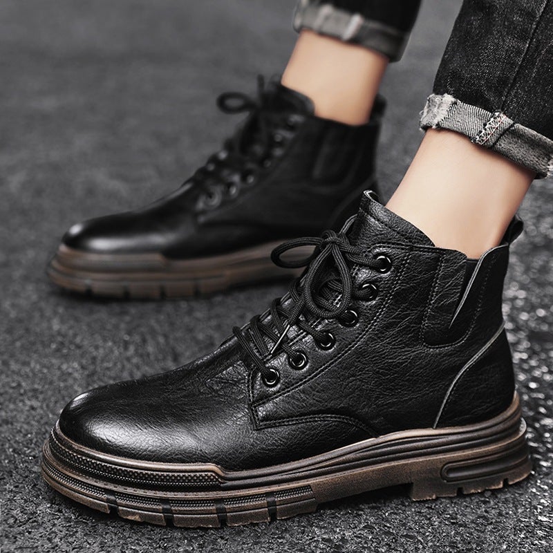 Dropshipping Trendy Martin Boots British Style Trendy Leather Work Boots Youth High-Top Men'S Shoes - Image 5