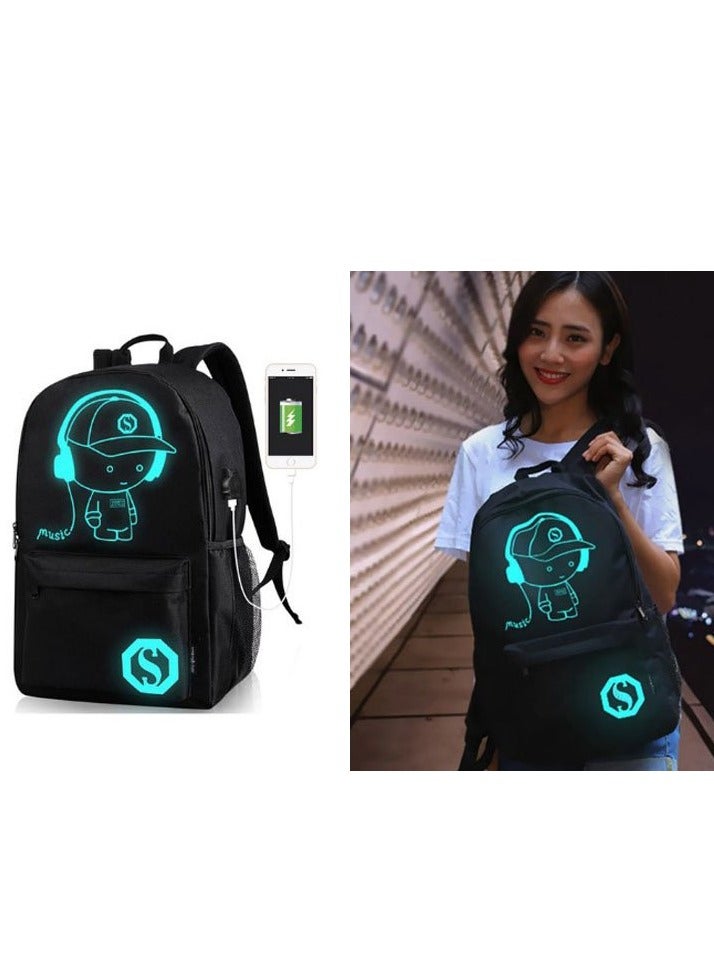 Luminous Backpack,Casual Backpack,Waterproof Backpack,Laptop Backpack,Backpack with USB Charging Port,Casual Travel Bag,Dark Style Backpack,Outdoor Backpack,Anti-theft backpack,Designed with Breathable Back Padding,Free Anti-theft Lock, Data Cable, Pencil Case  - Image 3