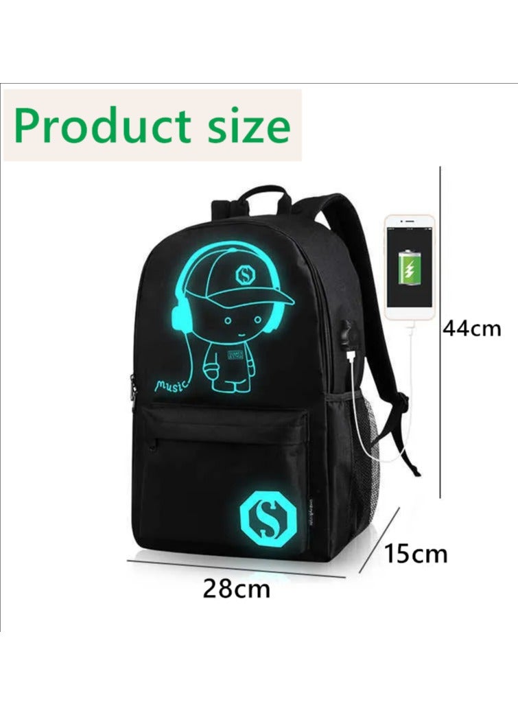 Luminous Backpack,Casual Backpack,Waterproof Backpack,Laptop Backpack,Backpack with USB Charging Port,Casual Travel Bag,Dark Style Backpack,Outdoor Backpack,Anti-theft backpack,Designed with Breathable Back Padding,Free Anti-theft Lock, Data Cable, Pencil Case  - Image 2