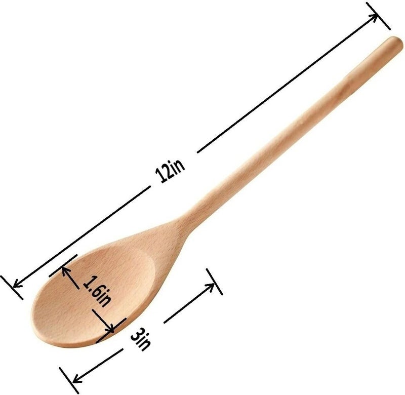 Roundsquare Kitchen Wooden Spoons Mixing Baking Serving Utensils Puppets 12 In - 12 Pack - Image 5