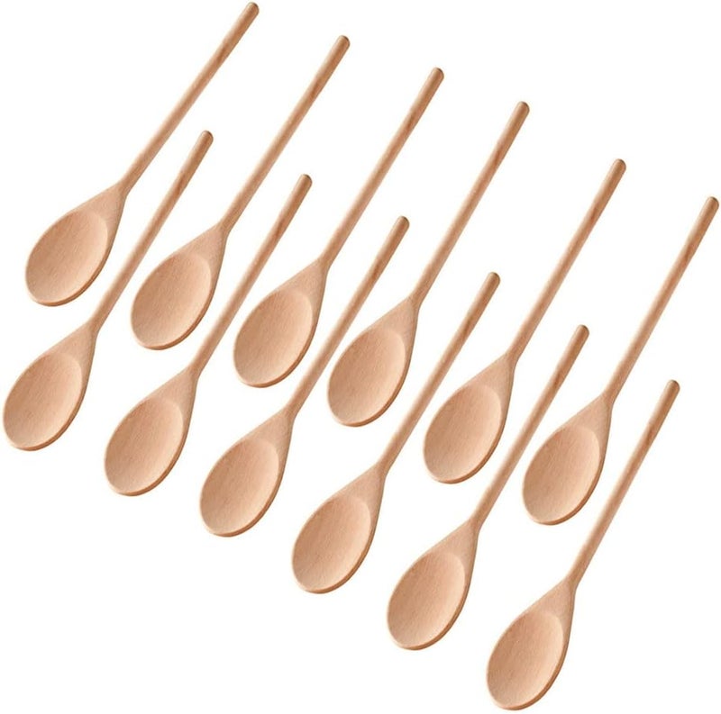 Roundsquare Kitchen Wooden Spoons Mixing Baking Serving Utensils Puppets 12 In - 12 Pack - Image 1