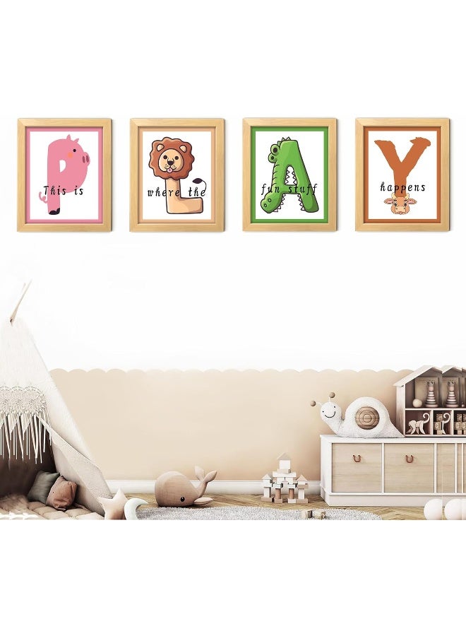 LIYAOLI Play Room Wall Decor Kids Wall Art 8'' x 10'' Set of 4 Framed Wall Art - Image 1