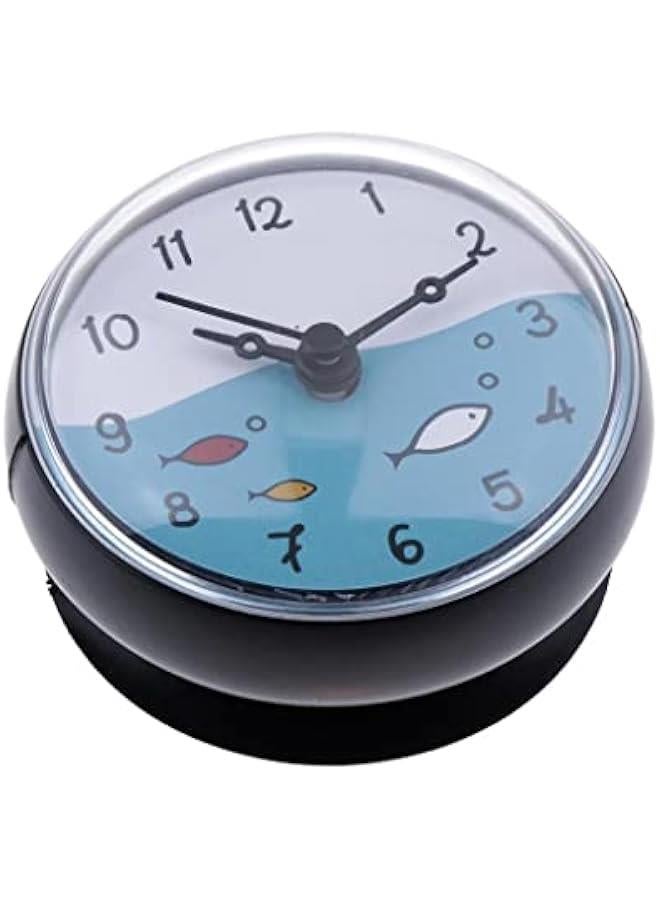 Waterproof Shower Clock with Strong Suction Cup - Sleek Black Design, 75x35mm - Image 1