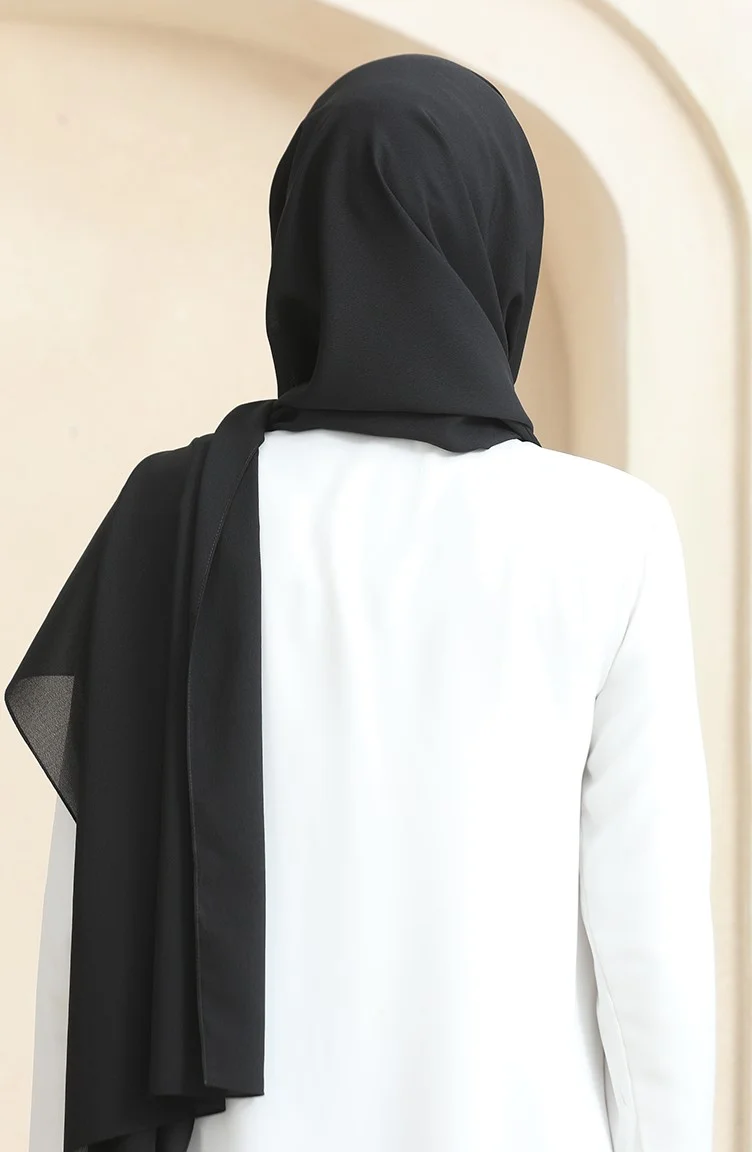 Sefa Merve  Crepe Plain Shawl 81077-01 Black for Women | Best Price UAE