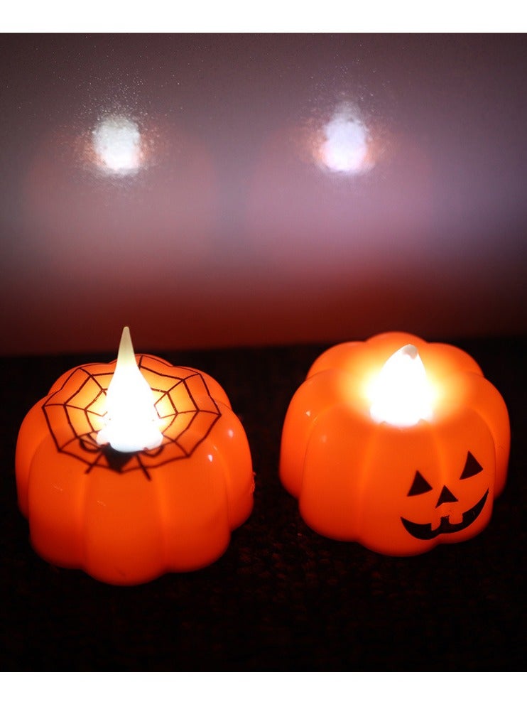 VUCATIN 24 قطعة من فوانيس شمعة اليقطين، مصابيح LED الهالوين (شبكة العنكبوت نمط اليقطين) - Image 4