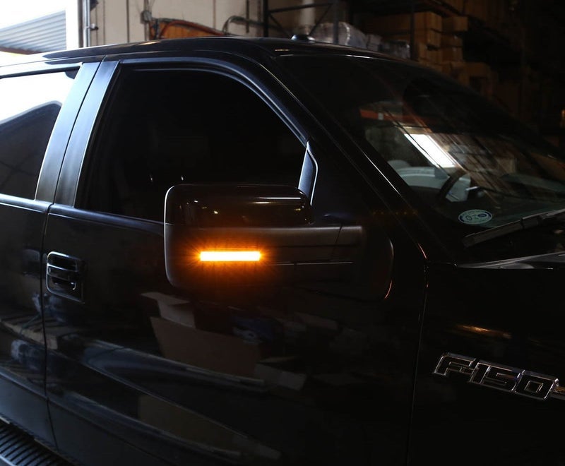 آي جدمتوي أضواء iJDMTOY العدسة المدخنة بمرآة جانبية LED كاملة متوافقة مع فورد F150 و2010-14 SVT Raptor موديل 2009-14، تستبدل العاكسات الأصلية المصنوعة من الكهرمان بدون لمبة - Image 2