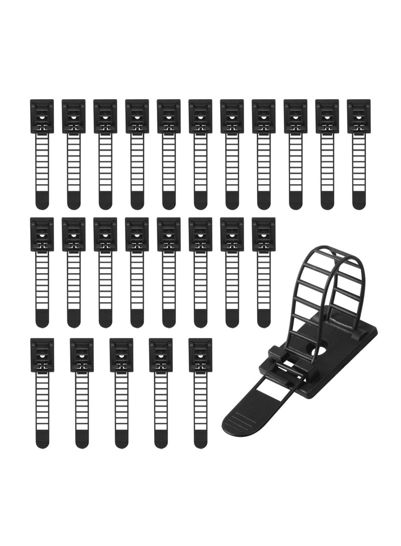 SYOSI Adjustable Cable Tie, 50 Pcs Adjustable Cable Zip Ties, Self Adhesive Cable Clips, Wire Organizer, Electric Wiring Accessories Cable Clamp Clips, Fixed Fasten Cable Tie Black - Image 4
