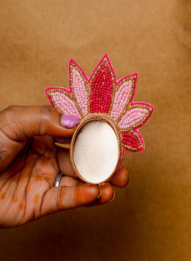 Desi Favors Handmade Pink Rangoli Lotus Floor Diya | Tealight Candle Holder | Lotus Diya for Indian Pooja, Festival Decor, Home Office Temple, Mandir, Wedding Decoration, Gift Items - 3.5 Inch (Pack 2) - Image 4