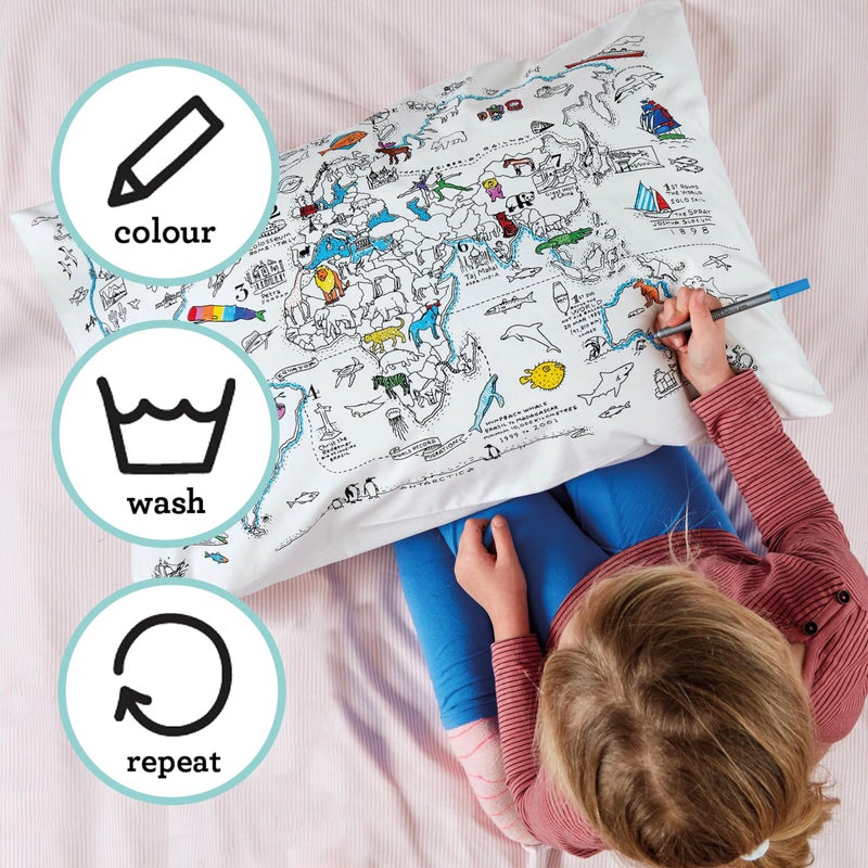 eatsleepdoodle - Coloring Pillowcase for Kids â€“ Reusable DIY Pillow Cover with Washable Markers, Educational Arts & Crafts Activity for Boys & Girls, Fun Gift for Creative Play, Machine Washable - Image 2