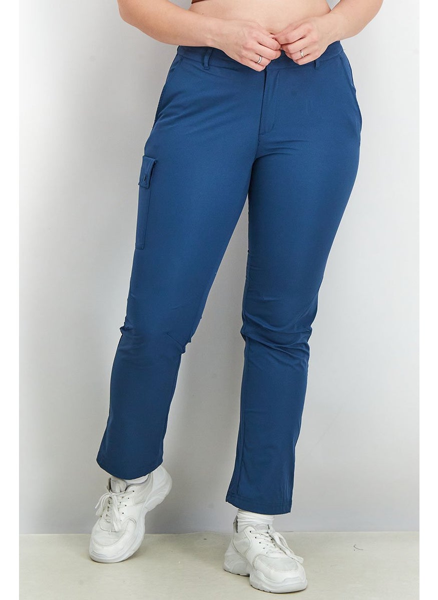 Tchibo - Women Regular Fit Plain Non Stretchable Soft Shell Pants, Navy - Image 1