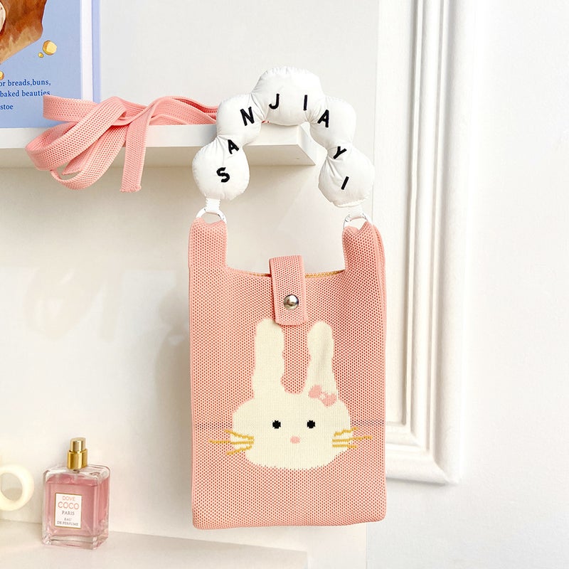 Cute Phone Bag Cartoon Cat Knitted Bag Original Design Handbag Knitted Mini Single Shoulder Crossbody Coin Purse - Image 1
