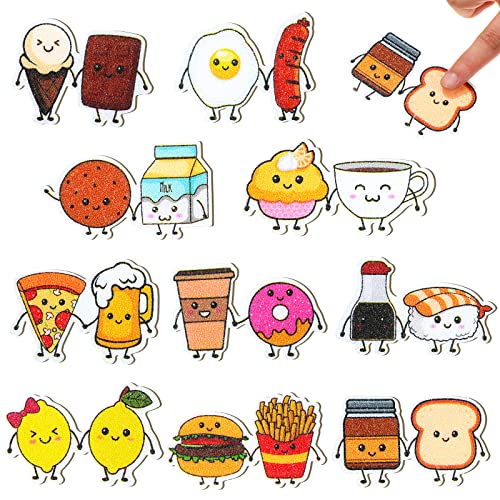 Eersida 50 Pcs Anxiety Sensory Stickers Textured Strips Stickers Food Theme Desk Fidget Anti Stress for Adults Phone Desk Laptop Office Supplies 10 Styles - Image 1