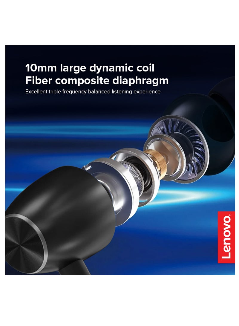 Lenovo HE05x Wireless Bluetooth 5.0 In-Ear Neckband Earphones With Mic Black - Image 4