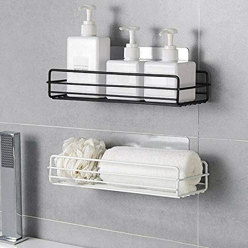 XEREBIAN XEREBIAN SelfAdhesive Bathroom Rack Bathroom Storage Rack Steel Bathroom Shelf Organizer Storage Bathroom Shelf Home and Kitchen Long Short Self - Image 4