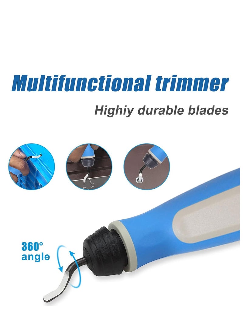 SYOSI Metal Deburring Tool with 10 Pcs Replacement Blades Assortment Kit Rotary Deburr Blades Set with Handle Debur Knife Deburring Cutters Set for Plastic Wood Aluminum Copper Resin Art Metal Work - Image 4