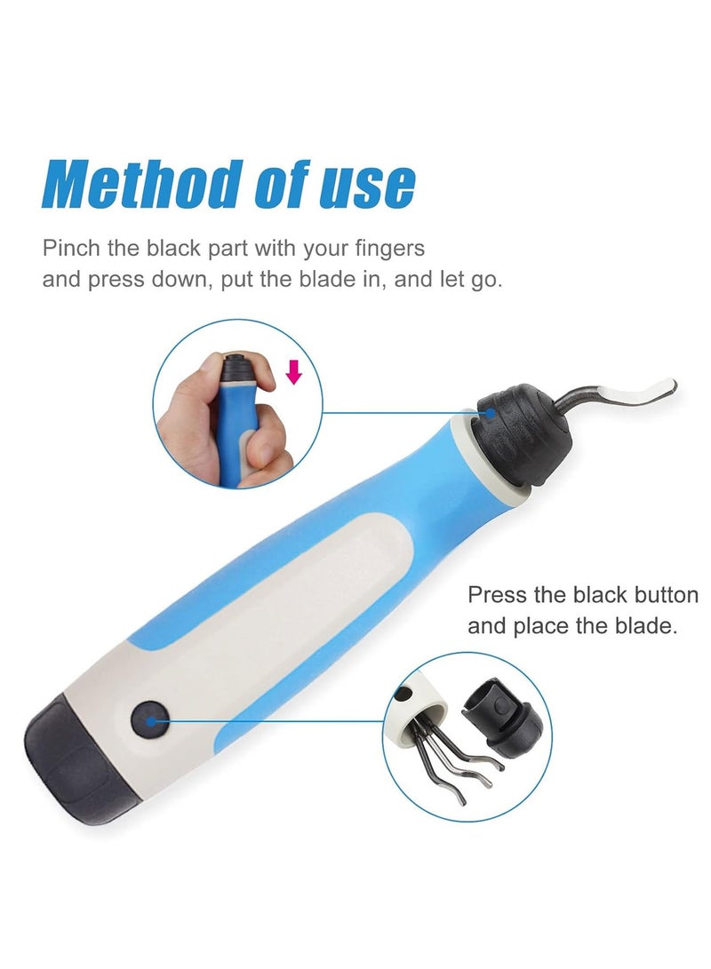 SYOSI Metal Deburring Tool with 10 Pcs Replacement Blades Assortment Kit Rotary Deburr Blades Set with Handle Debur Knife Deburring Cutters Set for Plastic Wood Aluminum Copper Resin Art Metal Work - Image 5