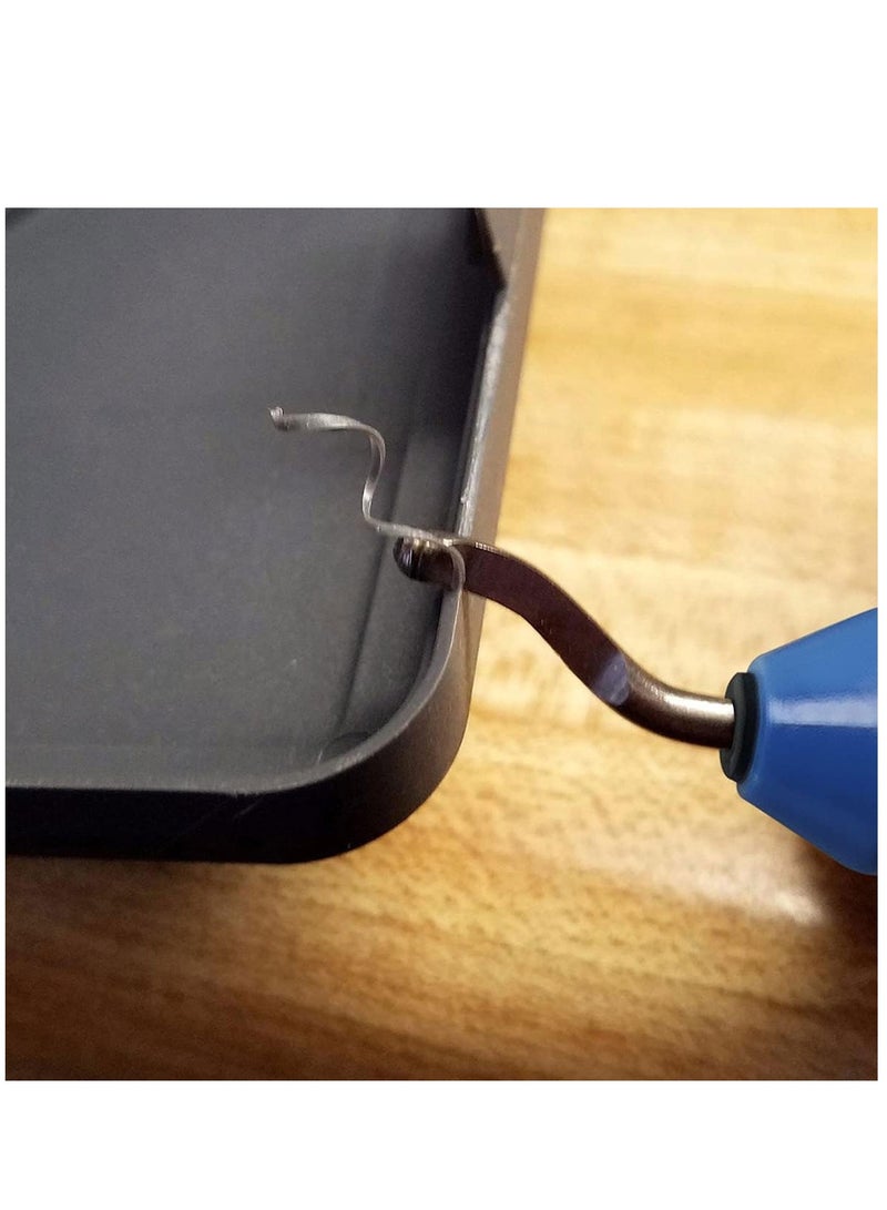 SYOSI Metal Deburring Tool with 10 Pcs Replacement Blades Assortment Kit Rotary Deburr Blades Set with Handle Debur Knife Deburring Cutters Set for Plastic Wood Aluminum Copper Resin Art Metal Work - Image 3