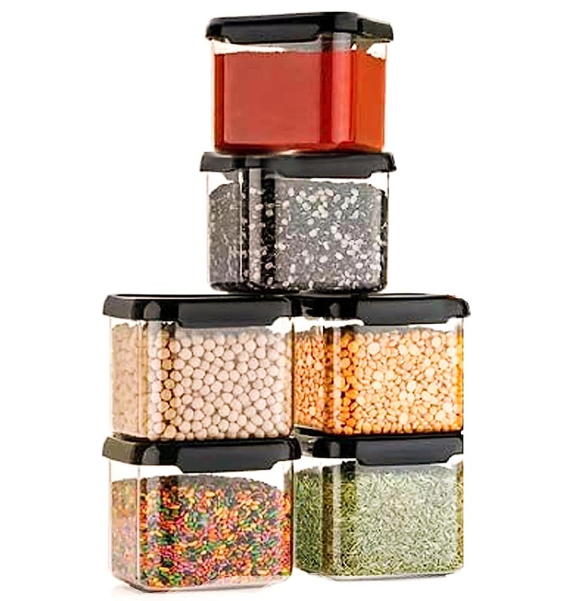 Xiran Unbreakable Containers For Kitchen Storage Set Kitchen Containers Set Kitchen Organizer Storage Set Kitchen Accessories Items Pantry Organization And Kitchen Storage 500Ml Black Set of 6 - Image 2