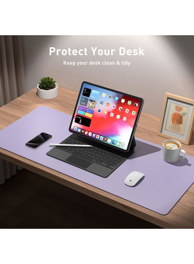 Aothia Leather Desk Pad Protector,Mouse Pad,Office Desk Mat, Non-Slip PU Leather Desk Blotter,Laptop Desk Pad,Waterproof Desk Writing Pad for Office and Home (31.5" x 15.7", Lavender) - Image 3
