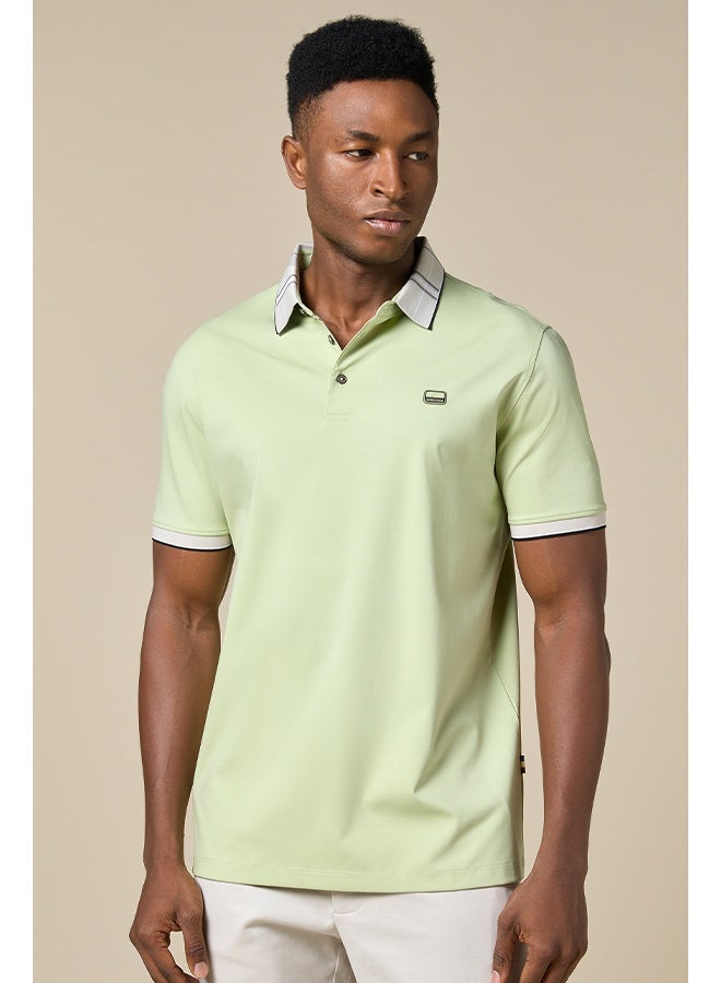 Mannerism The Limecrest Lime Green Polo in Breathable Cotton Comfort Fit - Image 3