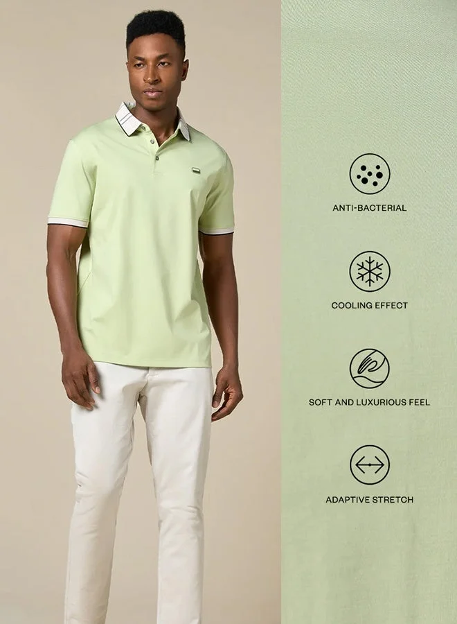 MANNERISM  The Limecrest Lime Green Polo in Breathable Cotton Comfort Fit for Men | Best Price UAE