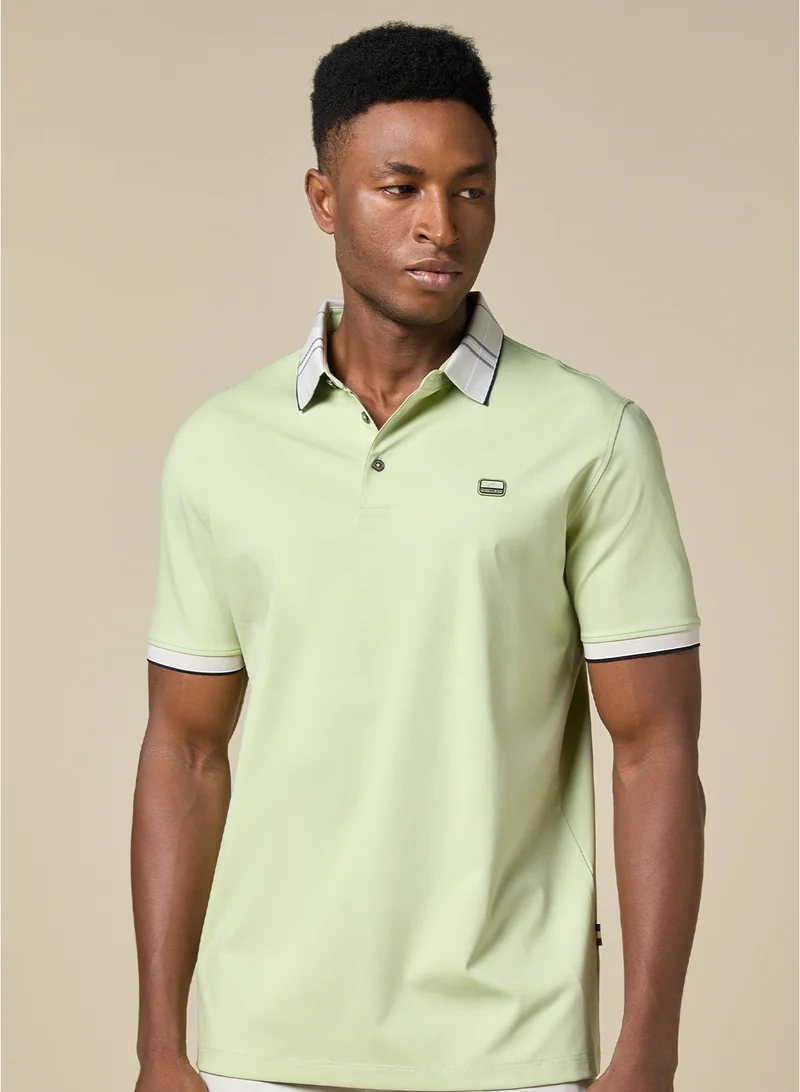 MANNERISM  The Limecrest Lime Green Polo in Breathable Cotton Comfort Fit for Men | Best Price UAE