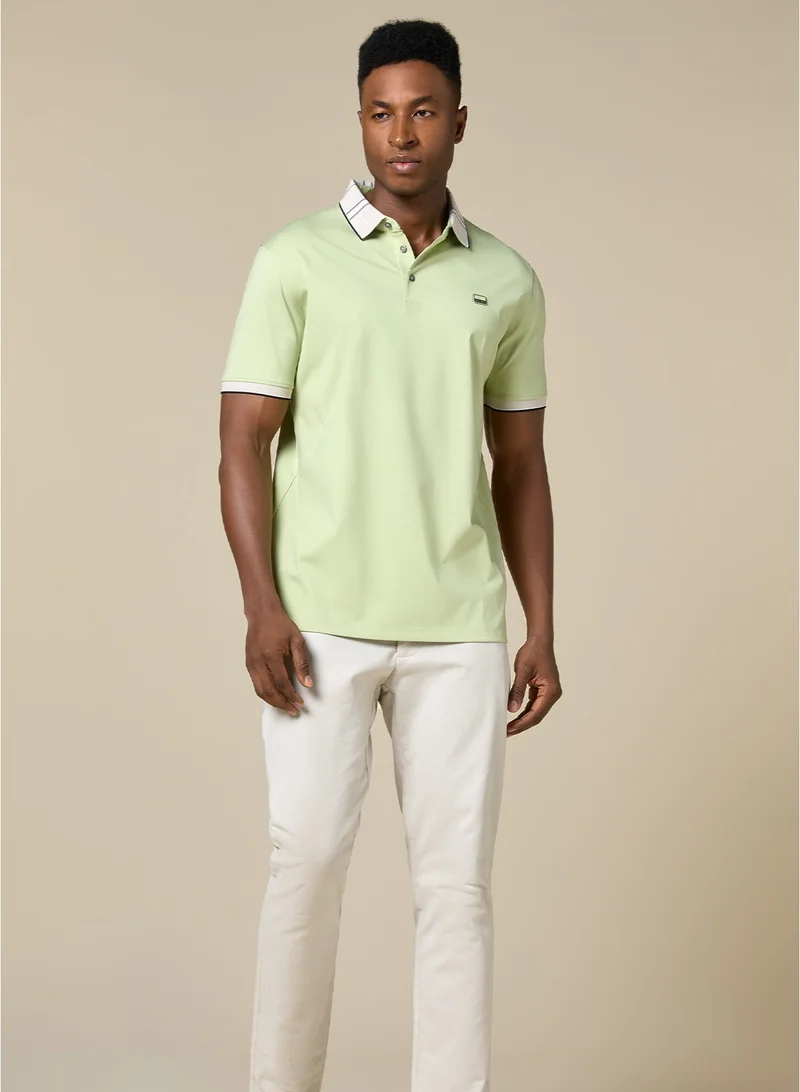 MANNERISM  The Limecrest Lime Green Polo in Breathable Cotton Comfort Fit for Men | Best Price UAE