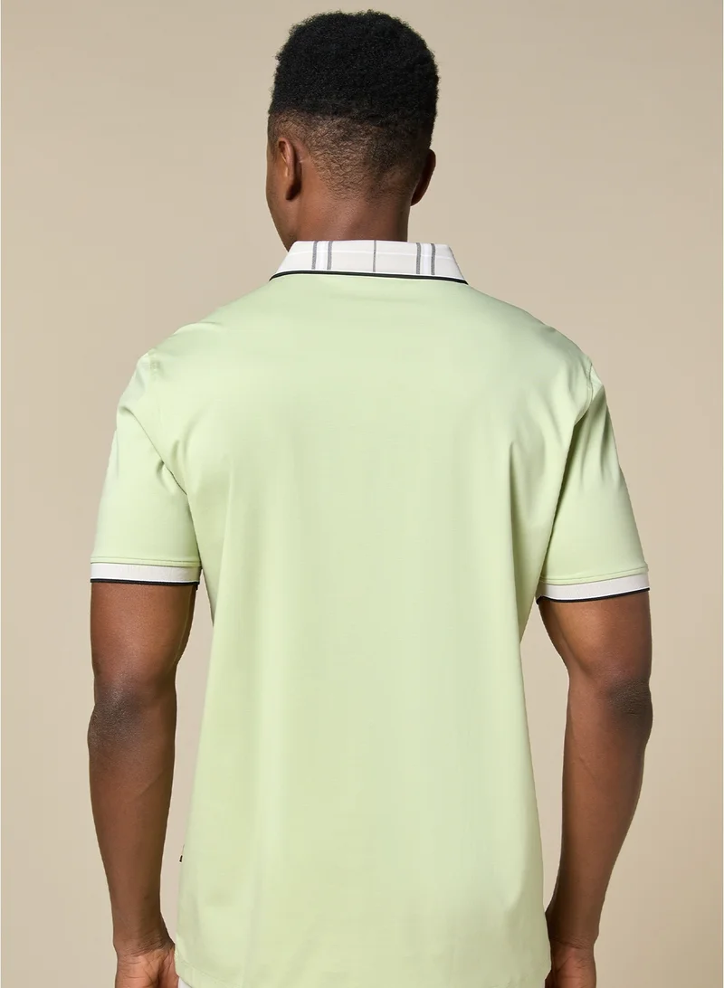 MANNERISM  The Limecrest Lime Green Polo in Breathable Cotton Comfort Fit for Men | Best Price UAE