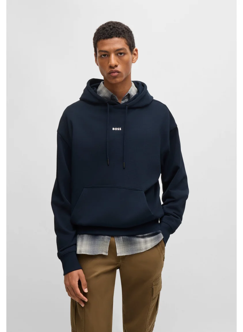 BOSS Fleece hoodie in cotton terry with contrast logo
