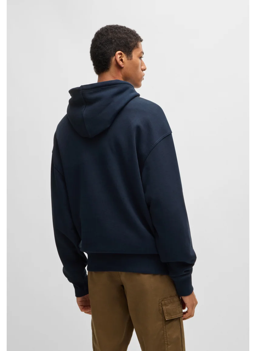 BOSS Fleece hoodie in cotton terry with contrast logo