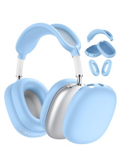 Generic Suitable For Airpodsmax Silicone Cover Headset Protective Cover For Apple Airpodsmax Earphone Case-Color:Silicone*sky Blue 3-piece Set (headband Cover*1+shell Cover*1 Pair+ear Cushion Cover*1 Pair)-Applicable Models:Universal For Airpods Max 1/2 Generation  - Image 1