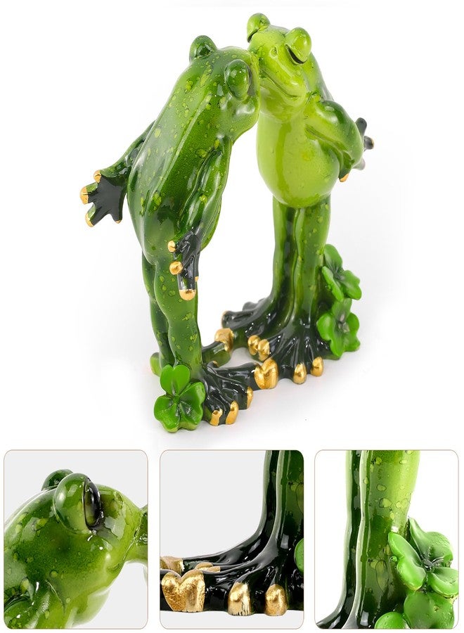 qumHmup 4.4" Frog Figurines Ornaments -Resin Frog Statues-Adorable Frog Sculpture Perfect for Home Decor - Image 3
