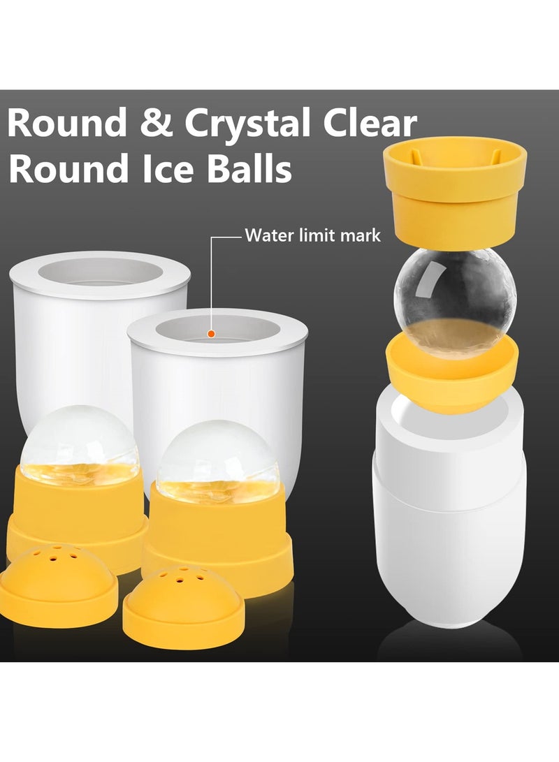 Barakah قالب صانع كرات الثلج الشفاف، 2.8 بوصة، صينية مكعبات ثلج دائرية من السيليكون، 2 عبوة - Image 3