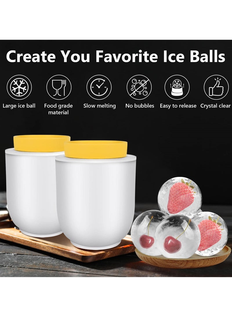 Barakah قالب صانع كرات الثلج الشفاف، 2.8 بوصة، صينية مكعبات ثلج دائرية من السيليكون، 2 عبوة - Image 5