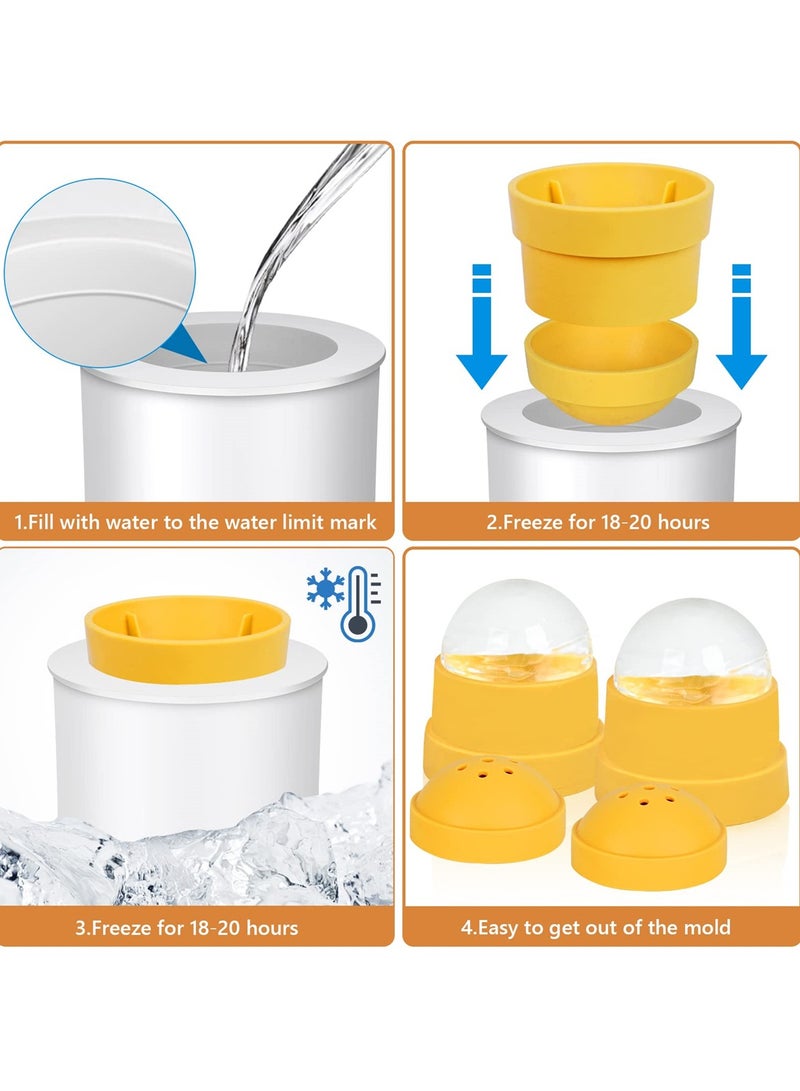 Barakah قالب صانع كرات الثلج الشفاف، 2.8 بوصة، صينية مكعبات ثلج دائرية من السيليكون، 2 عبوة - Image 2