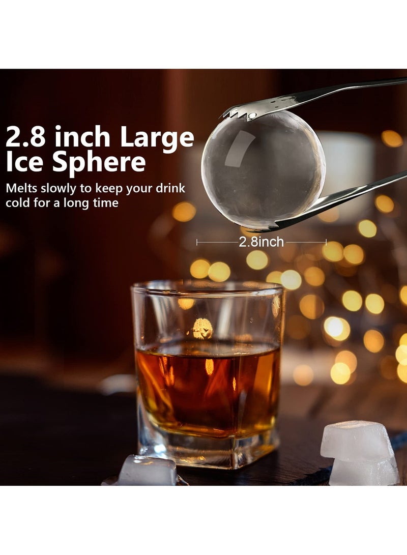 Barakah قالب صانع كرات الثلج الشفاف، 2.8 بوصة، صينية مكعبات ثلج دائرية من السيليكون، 2 عبوة - Image 4