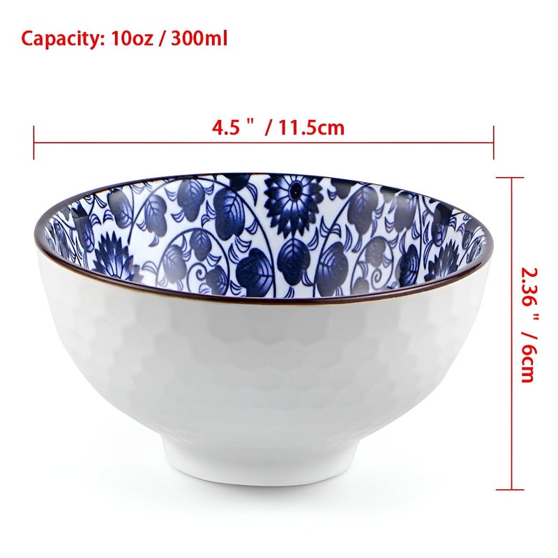 Elegant Tableware - Set of 6 Japanese ceramic bowls for serving rice, soup, and snacks, 300ml/10oz, lead and cadmium-free, comes with a gift box, easy to maintain. - Image 3
