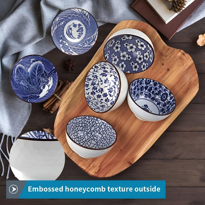 Elegant Tableware - Set of 6 Japanese ceramic bowls for serving rice, soup, and snacks, 300ml/10oz, lead and cadmium-free, comes with a gift box, easy to maintain. - Image 4