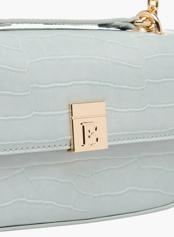 Flora Bella By Shoexpress Textured Crossbody Bag with Magnetic Flap Closure and Chain Strap