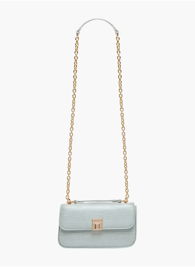 فلورا بيلا من شو إكسبرس Textured Crossbody Bag with Magnetic Flap Closure and Chain Strap