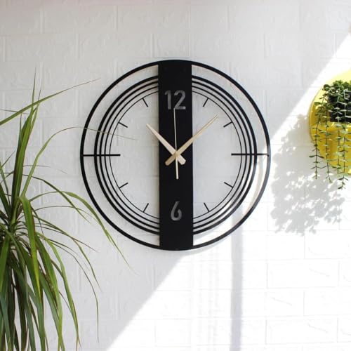 Nubilous Large World Map Wall Clock, Metal Minimalist Modern Clock, Round Silent Non-Ticking Battery Operated Wall Clocks for Living Room / Home /Kitchen /Bedroom /Office/School Decor (Black(DA-178), 40CM) - Image 1