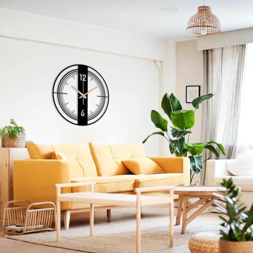 Nubilous Large World Map Wall Clock, Metal Minimalist Modern Clock, Round Silent Non-Ticking Battery Operated Wall Clocks for Living Room / Home /Kitchen /Bedroom /Office/School Decor (Black(DA-178), 40CM) - Image 3