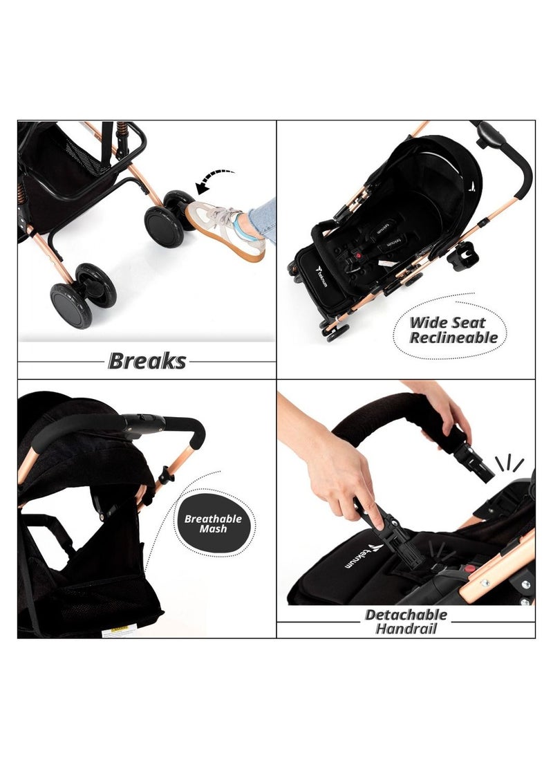 TEKNUM Reversible Trip Stroller With Ace Diaper Bag - Black  - Image 3