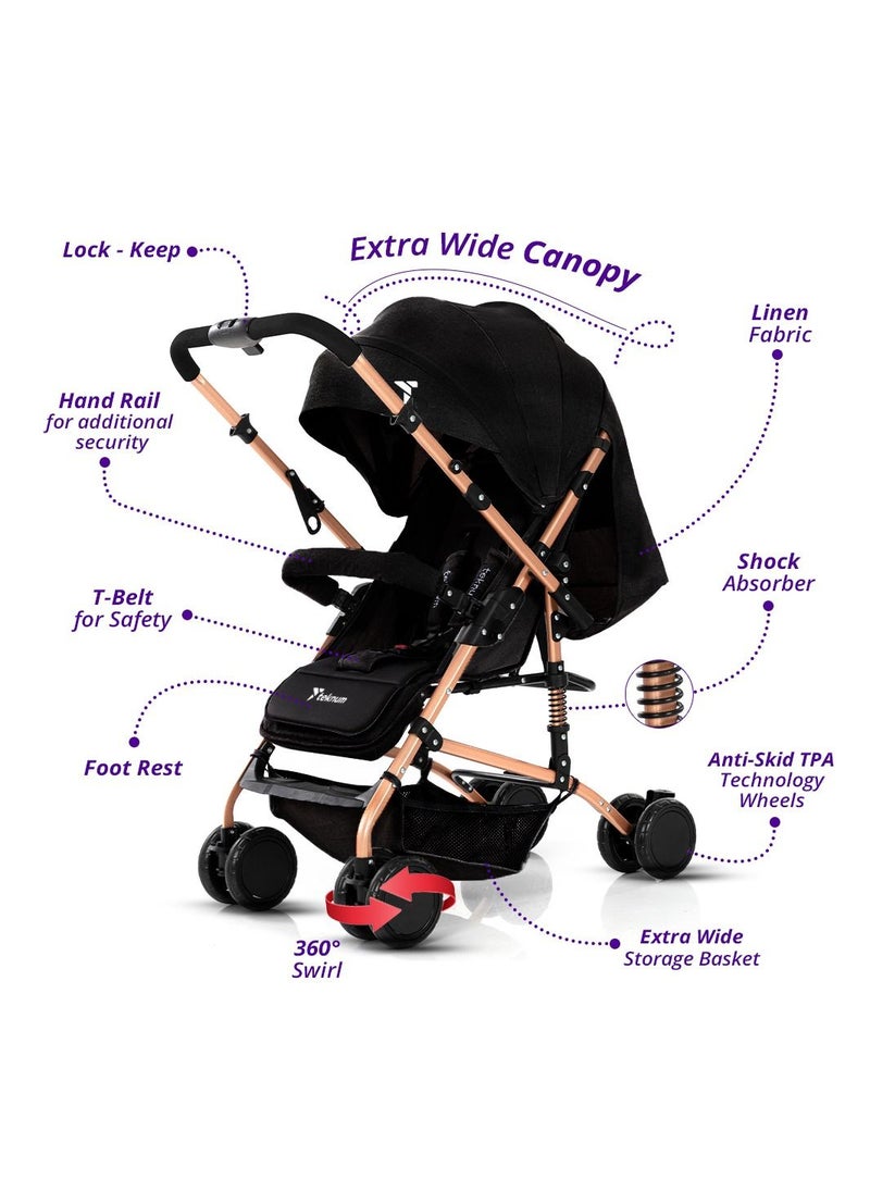 TEKNUM Reversible Trip Stroller With Ace Diaper Bag - Black  - Image 5