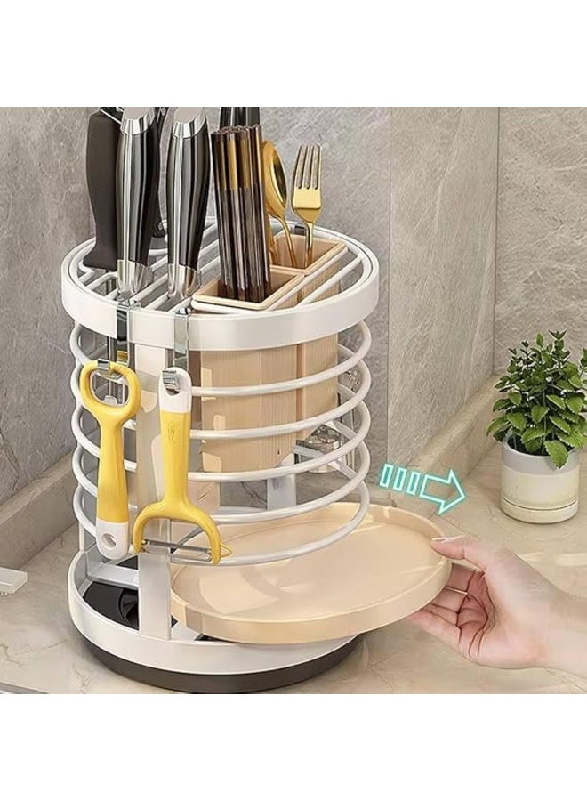 Multi-purpose kitchen organizer stand - Kitchen utensil holder and organizer with drainer and 4 hooks - Practical design KH - Image 5