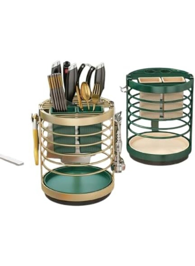 Multi-purpose kitchen organizer stand - Kitchen utensil holder and organizer with drainer and 4 hooks - Practical design KH - Image 1