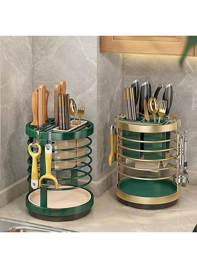 Multi-purpose kitchen organizer stand - Kitchen utensil holder and organizer with drainer and 4 hooks - Practical design KH - Image 4