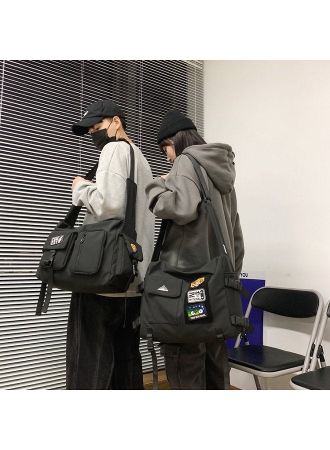 Trendy Brand Crossbody Bag Men's Japanese Couple's Large Capacity Student Schoolbag Single Shoulder Bag Street Fashionable Simple Satchel For Women-Color:Style One  - Image 2