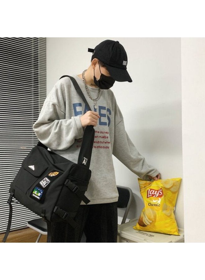 Trendy Brand Crossbody Bag Men's Japanese Couple's Large Capacity Student Schoolbag Single Shoulder Bag Street Fashionable Simple Satchel For Women-Color:Style One  - Image 5